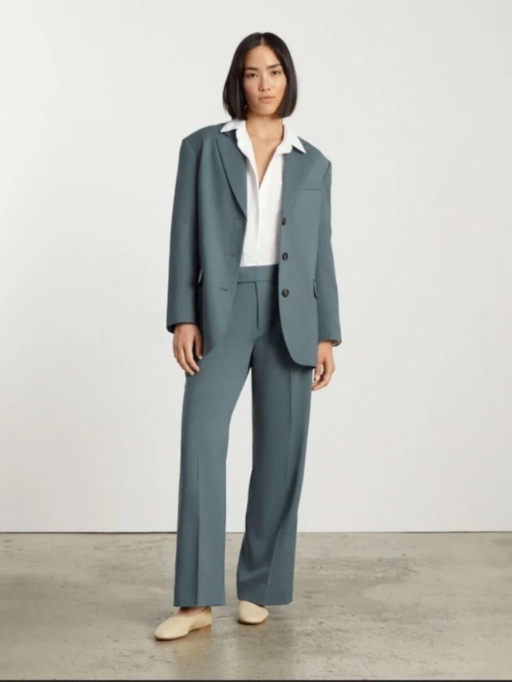 Everlane The 80s Blazer Italian Wool Oversized Blazer Dusty Blue 00